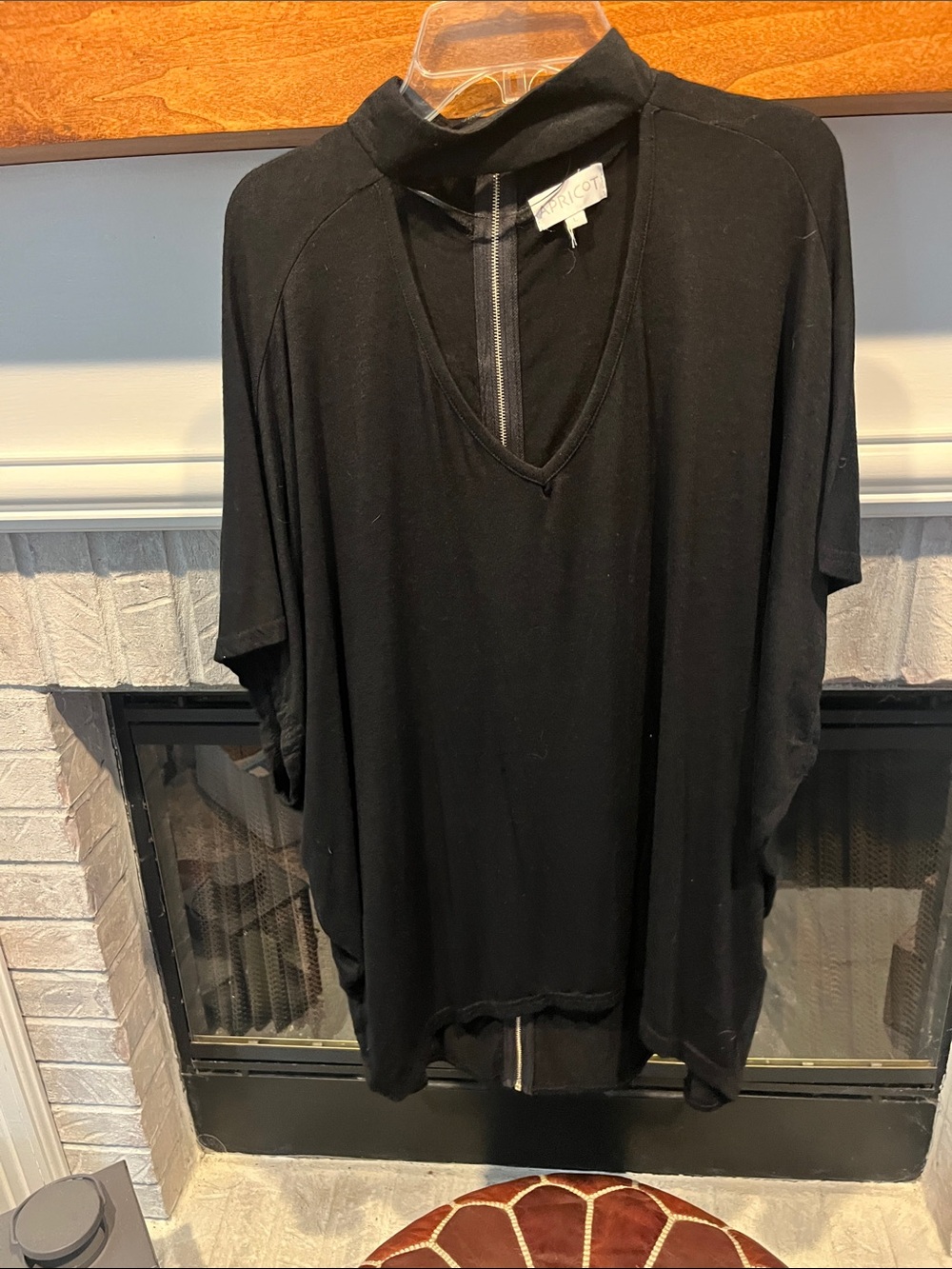 Aritzia Black V-Neck Mock Collar Tunic